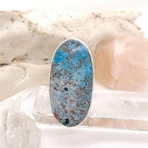 ARTISAN Mexican Laguna Lace Agate Gemstone Crystal Ring